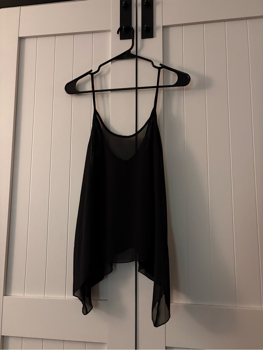 American Dream Black Sheer Layered Spaghetti Strap Cami